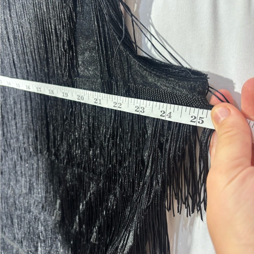 Black Fringe Flapper Dress Costume Roaring 20s Gatsby Morph Costumes New Years - Picture 7 of 7